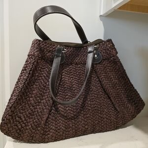 Elegant Dark Brown Woven Tote Bag